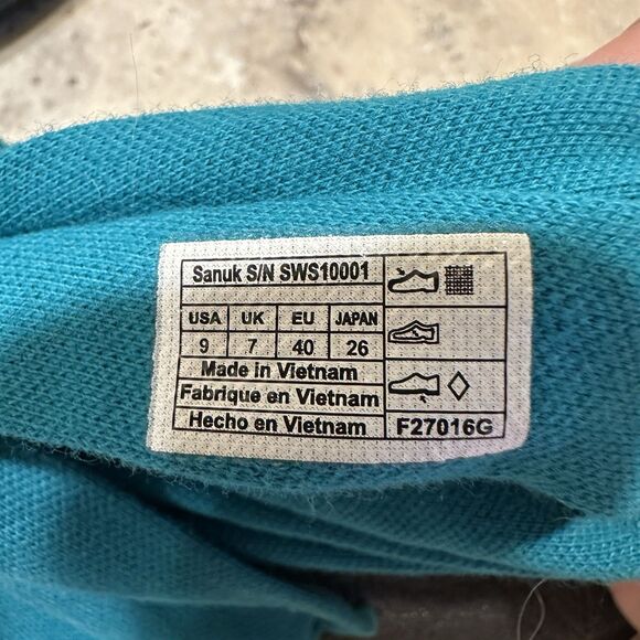 Sanuk Yoga Green/Blue Sling Back Thong Sandals/Fabric Flip Flops Womens 9 - Picture 4 of 4